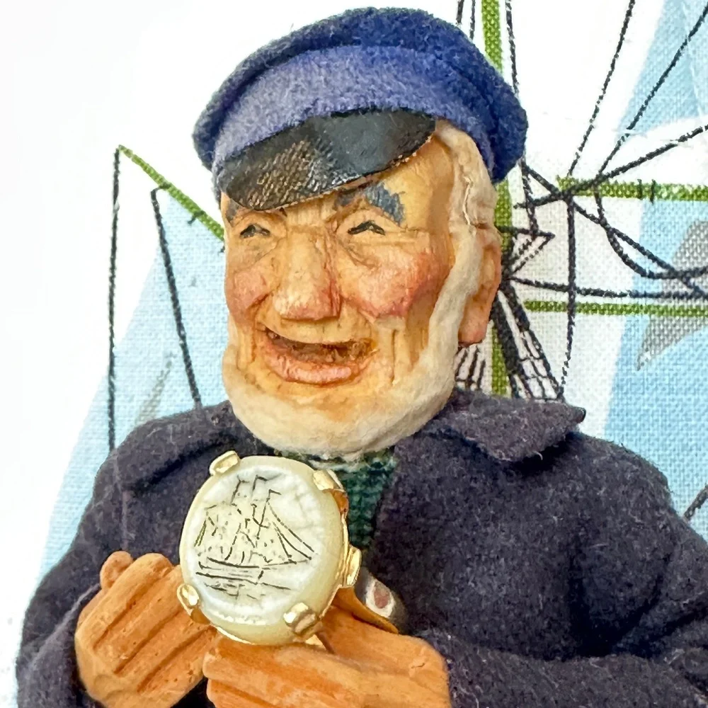 Antique Baby Beluga Whale Scrimshaw Tooth Ring WMS SZ 7 - Picture 10 of 16